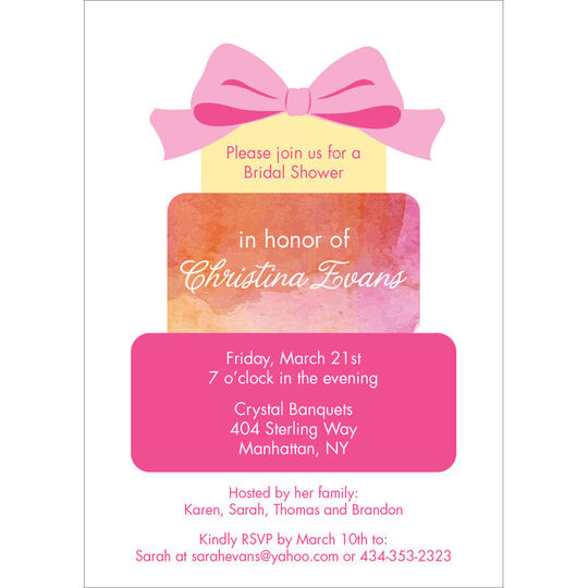 Pink Cake Shower Invitations